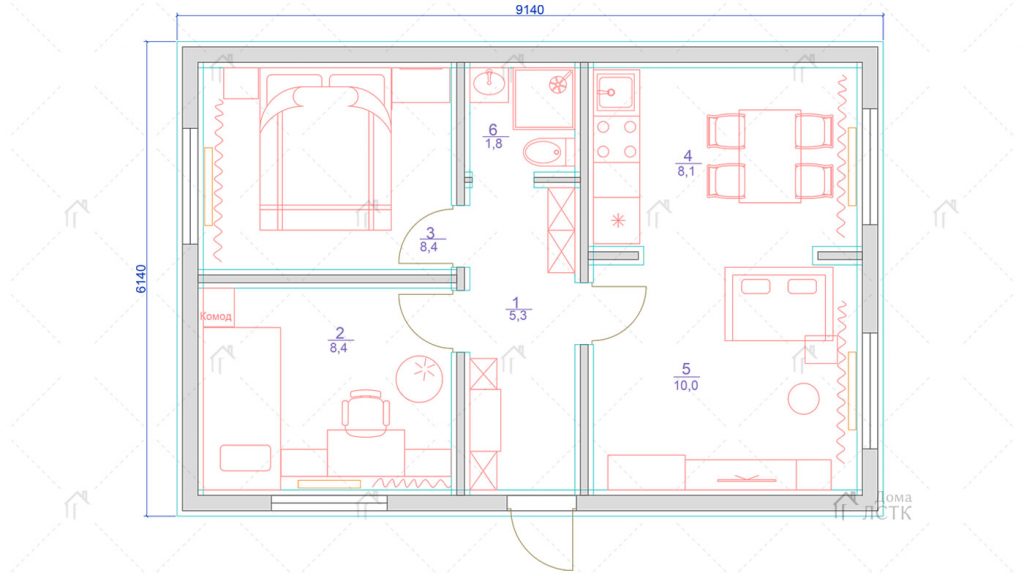Каркасный дом из ЛСТК Ж54-007